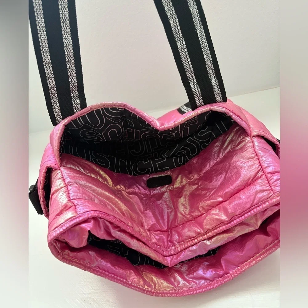 Justice Pink Holographic Puffer Tote Y2K